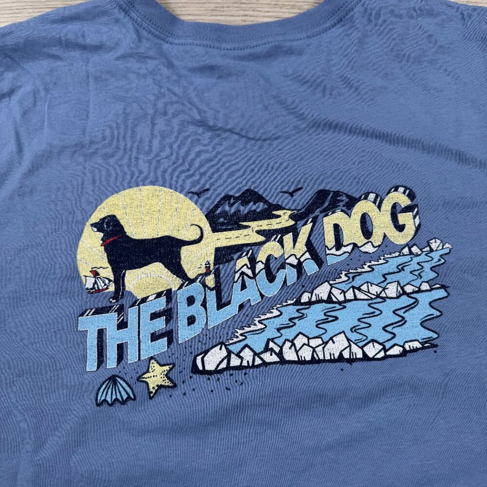 Black Dog T Shirt Womens XL Blue Marthas Vineyard Tee Pullover Crew Labrador